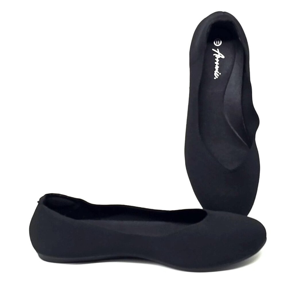 ARROMIC Elastic Knit Round Toe Black Ballet Flat Shoes Women's Size 11